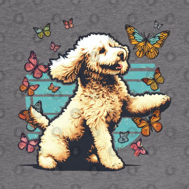 Goldendoodle catching butterflies by SimpliPrinter